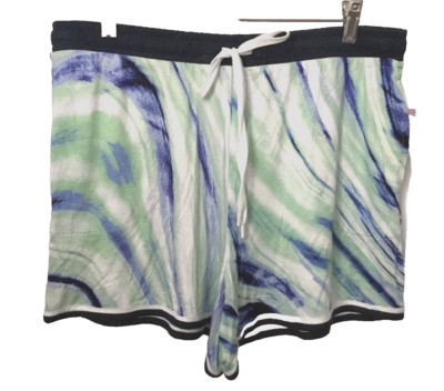 SECRET TREASURES MIX & MATCH SOFT Blue Swirl Print Elastic Waist Shorts Sz L