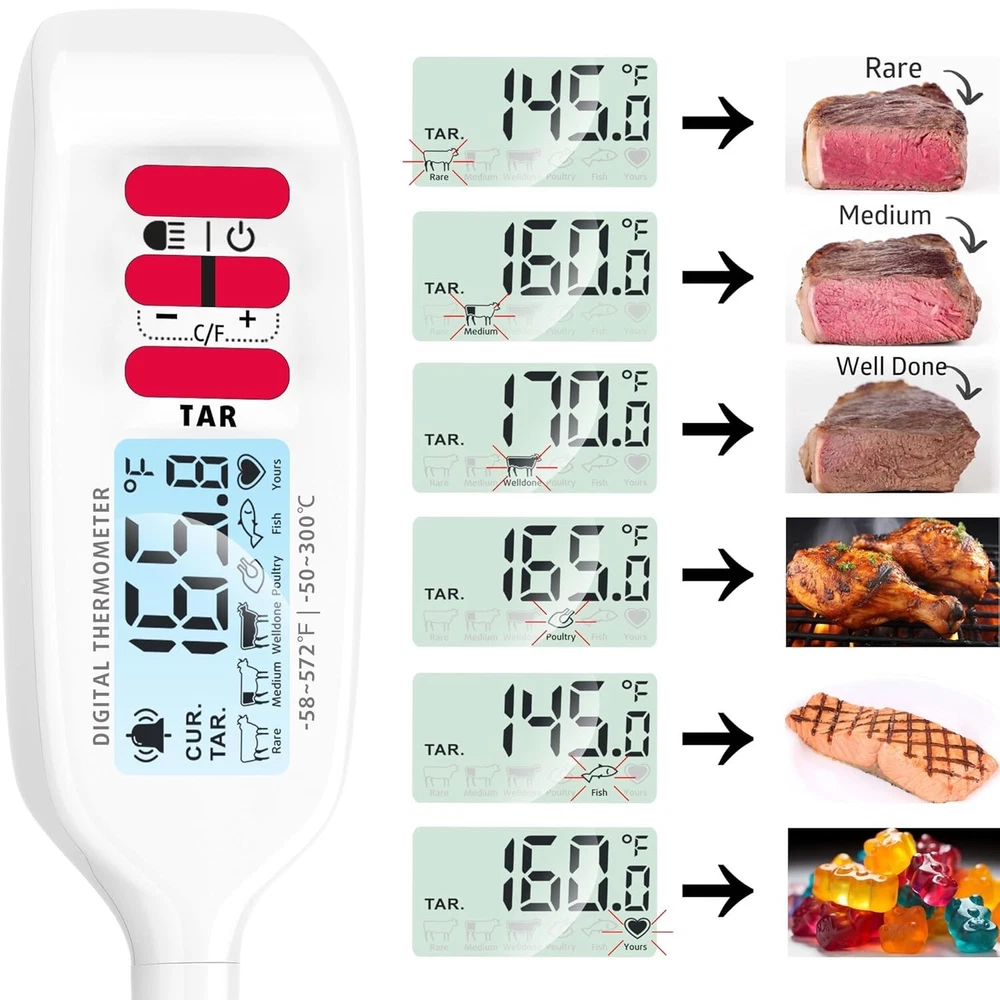 Meat Thermometer Digital, Food Thermometer for Cooking, Instant Read Thermome...