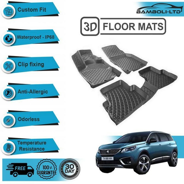 3D Molded Interior Car Floor Mat for Peugeot 5008 (Black) 20172018