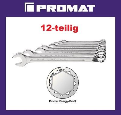 PROMAT  Ringmaulschlüsselsatz  12-teilig  Schlüsselweite 10-32 mm Form B CV-Stah