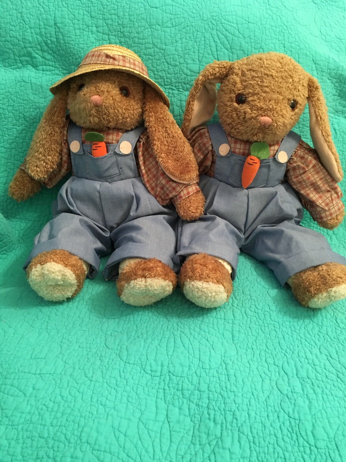 Set Of 2 Ex-Large Brown/Dressed Spring/Easter Plush 23” Bunny Rabbits ...