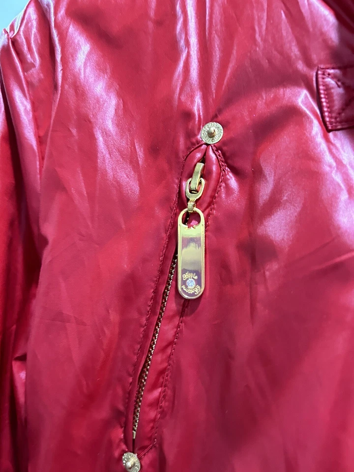 Винтажный Y2k Apple низ джинсы красный пуховик куртка Bomber красный съемный хорошо большой - Изображение 2 из 4