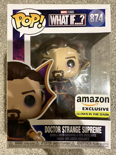 Funko Pop! Marvel: ¿Y si..? Dr. Strange Supreme #874 Glow Amazon GITD en mano