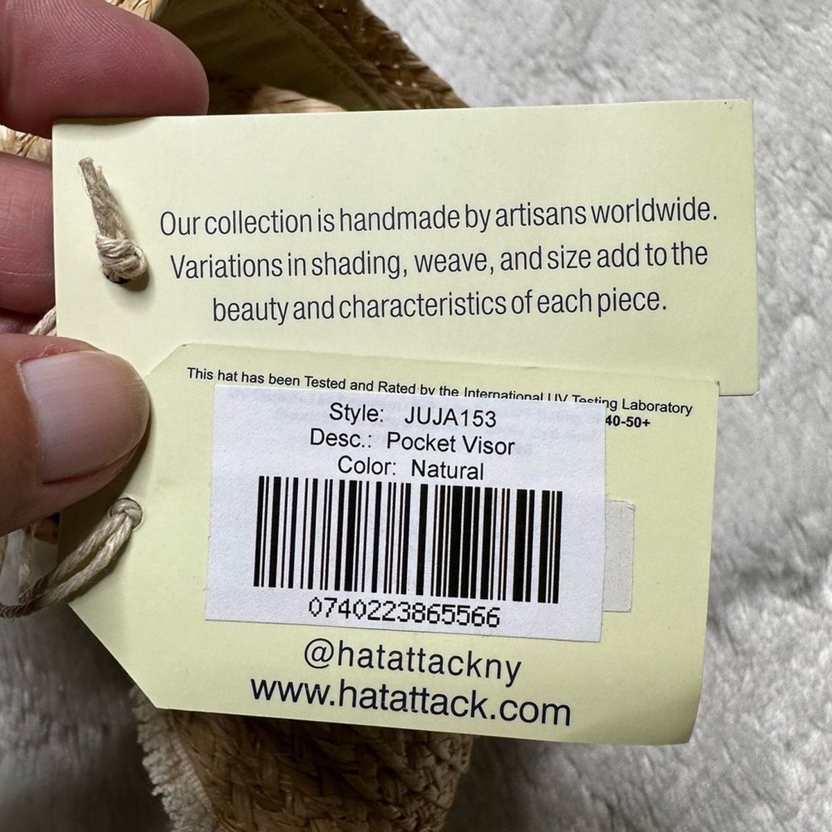 NWT Revolve Hat Attack Raffia Straw Adjustable Pocket Visor Natural Women’s OS Roll Up Visor – Hat Attack New York main image 2