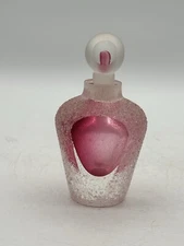 Art Glass Perfume Bottle With Stopper Fifth Avenue Crystal Frosted Cased Pink