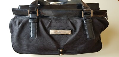 Roccobarocco Black Shoulder Hand Bag Authentic Canvas Logo Made in Italy 