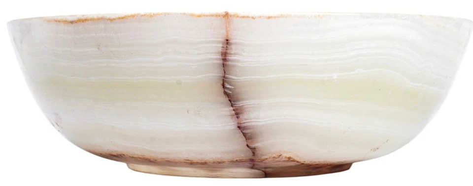 Antiguo cuenco redondo de ónix blanco natural tallado a mano, diámetro: 12" y altura: 3" Foto 4 de 4