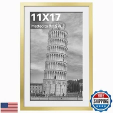 HappyHapi 11x17 Picture Frame Gold, Gold Picture Frames Display Photos 9x15 w