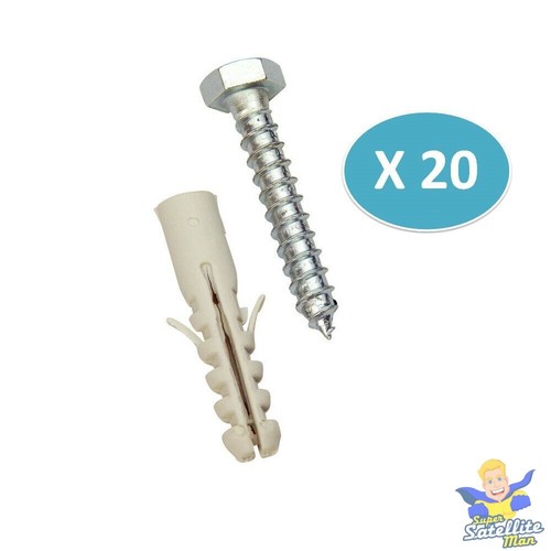 20 X BOLTS AND RAW PLUGS FOR SKY SATELLITE DISH / LCD OR PLASMA TV BRACKETS eBay