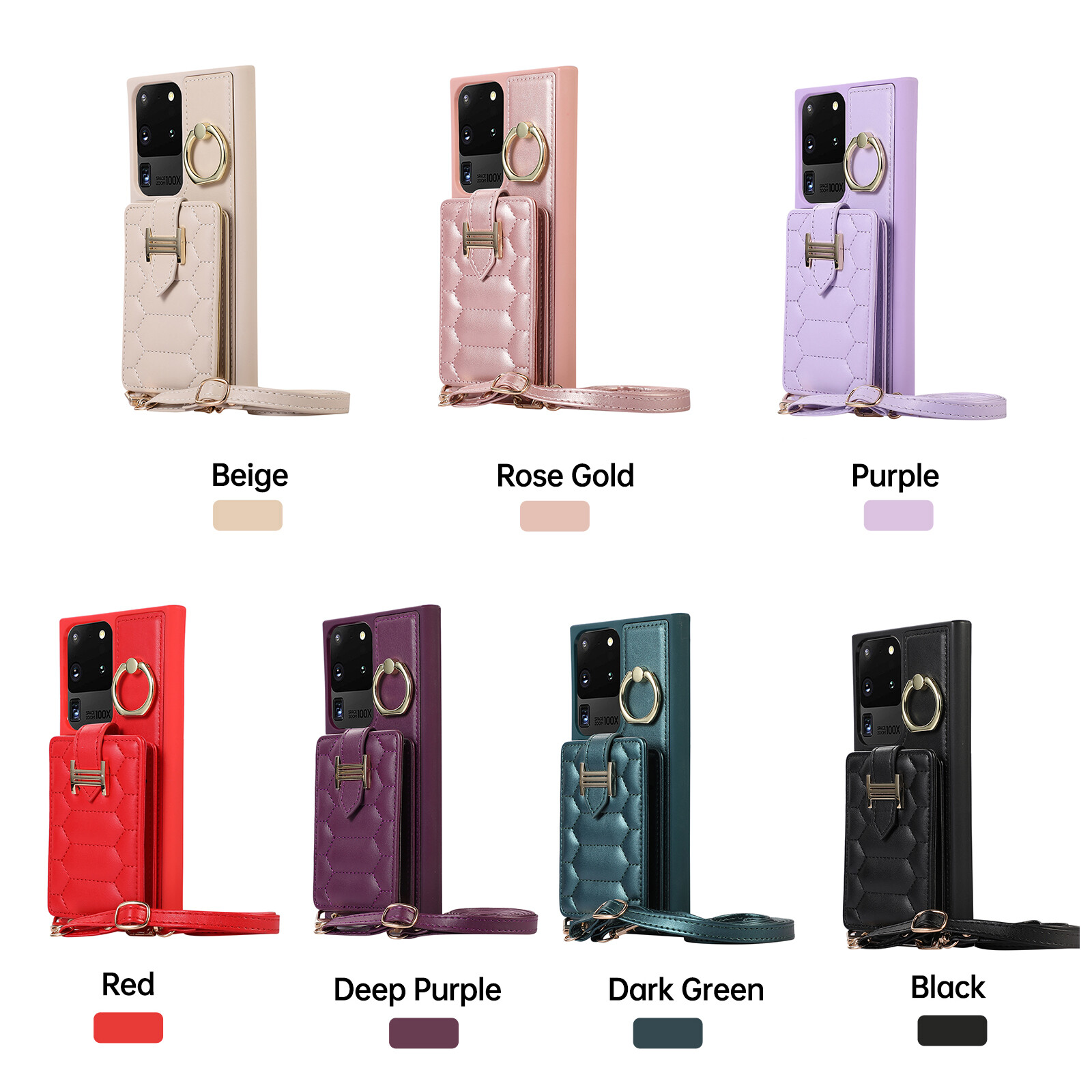 Leather Card Holder with 360° Kickstand for Samsung S20 Ultra 5G Protective Bumper Case-image