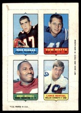 1969 Topps Rassas/Matte/Mitchell/Rentzel( creased) 4 in1