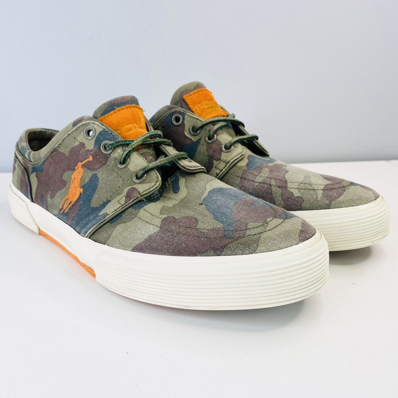 Scarpe Polo Ralph Lauren Uomo 11.5 Pony Mimetico Tela Sneaker Casual Skateboard