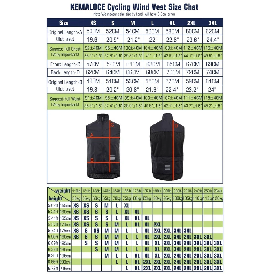 KEMALOCE Cycling Wind Vest Men Blue&Black 2024 Outdoor Windproof Bike Wind Gilet - Image 2 of 4