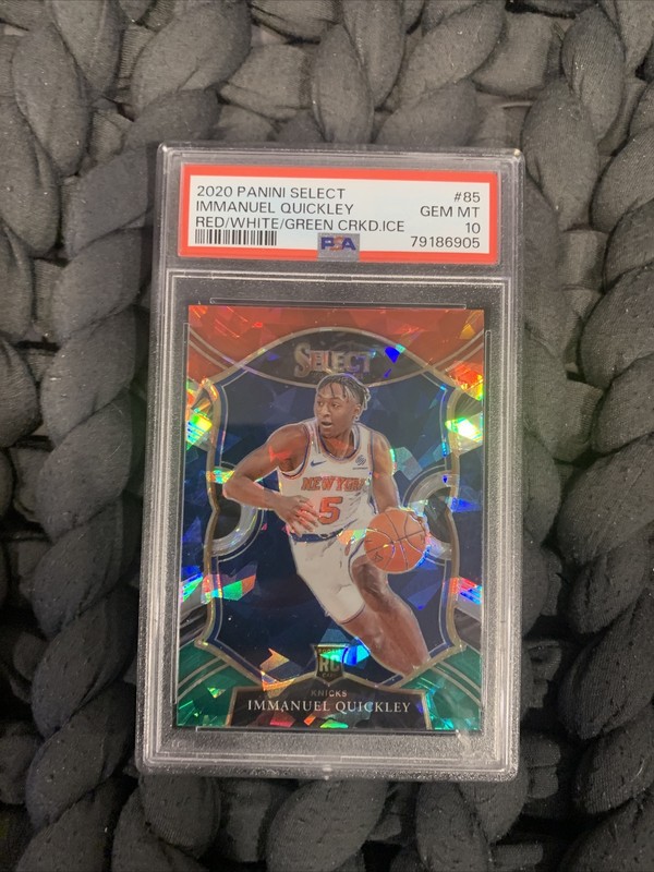 Immanuel Quickley Red/White/Green Cracked Ice 2020 Panini Select #85 PSA 10