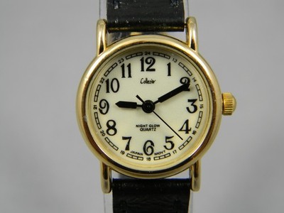 Collezio Watch Women Dainty 22mm Gold Tone Leather Band New Battery