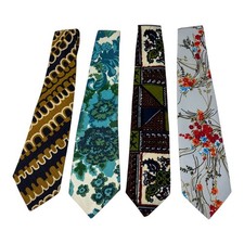 Lot of 4 Vintage Men's Ties Neckties Artsy Psychedelic Floral Mod Funky Pattern