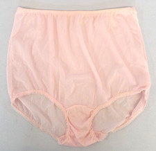Vintage 1970s Texsheen Pink Sheer Nylon Granny Panties Size 9 Mushroom Gusset