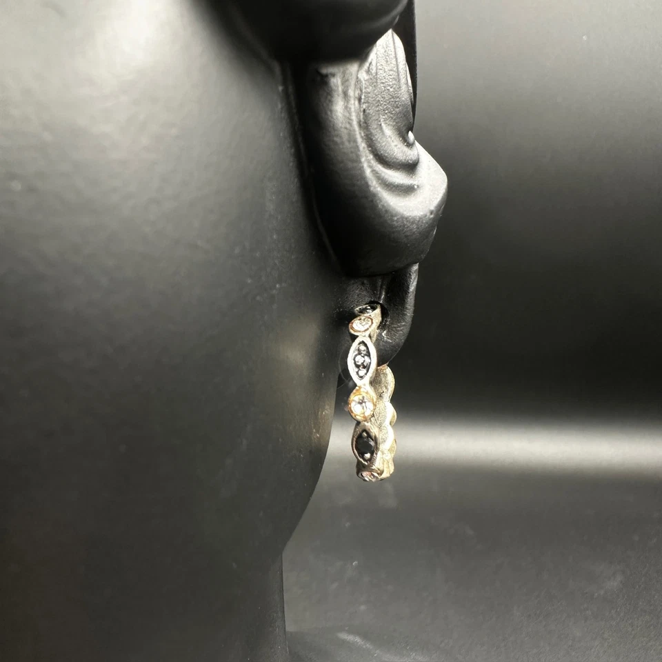 Vintage Gold Plated White Rhinestone Wrap Hoop Earrings Women's Fashion Y2K 90s - image 4 of 4