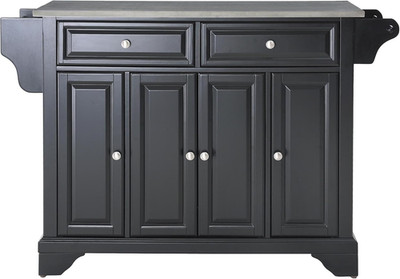 Crosley Lafayette Black Rolling Kitchen Island with Stainless Steel Top and Spic