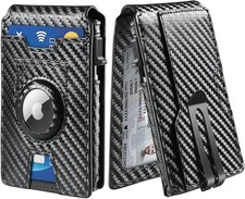 Mens Slim AirTag Wallet RFID Blocking Aluminum Card Holder Money Clip