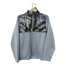 Under Armour Mossy Oak Treestand Camo 1/4 Zip Pullover Gray Mens L Loose Fit