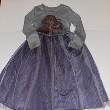Disney Princess Little Mermaid Dress purple gray 6/6X tulle skirt SEQUINS