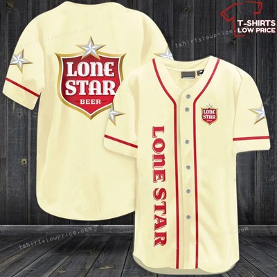 Lone Star Beer Beige Baseball Jersey_2uz_19
