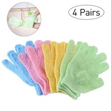 4 Pairs Reusable Exfoliating Bath Gloves Nylon Shower Gloves Body Scrub
