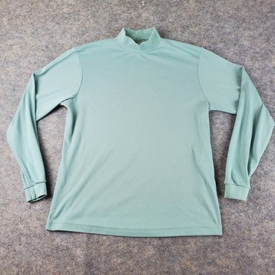 L.L. Bean Shirt Women Large Green High Neck Long Sleeve Stretch Pullover Stretch