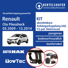 Für RENAULT Clio Fliessheck III Typ BR0_1/CR0_1 09-14 AHK abn. +13pol sp. E-Satz