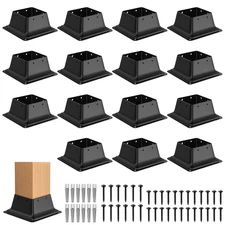 4X4 Post Base 15Pcs, Internal 3.5"X3.5" Heavy Duty Powder-Coated Steel Post Brac