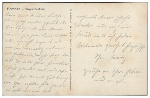 V8115/ Dresden Sieges-Denkmal AK ca. 1915 - Picture 2 of 2