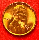 1955-S Lincoln Wheat Cent Penny GEM RD BU From an Original Bank Roll