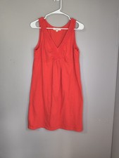 Loft Women's Size Large Red Sleeveless Sundress With Ruching Chest