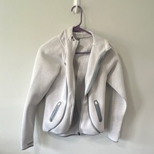 Athleta Women's Gray Full Zip Hooded Hoodie Pockets Polyester Raglan XS