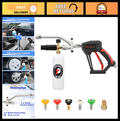 #ad Pressure Washer Gun with Foam Cannon Dual Connector 1 4quot; Quick Connect 5 Nozz $99.99