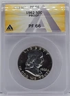 1962 Franklin Half Dollar Proof 50c - Graded ANACS PF 66