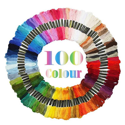 50/100/200 Knäuel pro Packung Regenbogenfarben Stickgarn Kreuzstich Fäden C