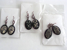 NIP SEALED HALLOWEEN Light Pierced Earrings Skeleton Resin Costume Jewelry 3Sets