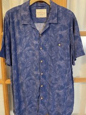 Weatherproof Vintage Button Shirt Mens Sz L Blue Palm Leaves Tropical Hawaiian
