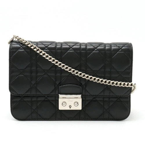 Christian Dior Miss Cannage Neuf Rock Chaîne Portefeuille Pochette Sac Cuir... GZl11zab