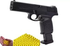 Kids Black Toy Pistol Gun 6MM Plastic Bullets 8 Shot Reload Safe Play Game