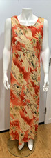 Vintage Hilo Hatties Hawaiian Sleeveless Sheath Maxi Dress Orange Tropical-L-EUC