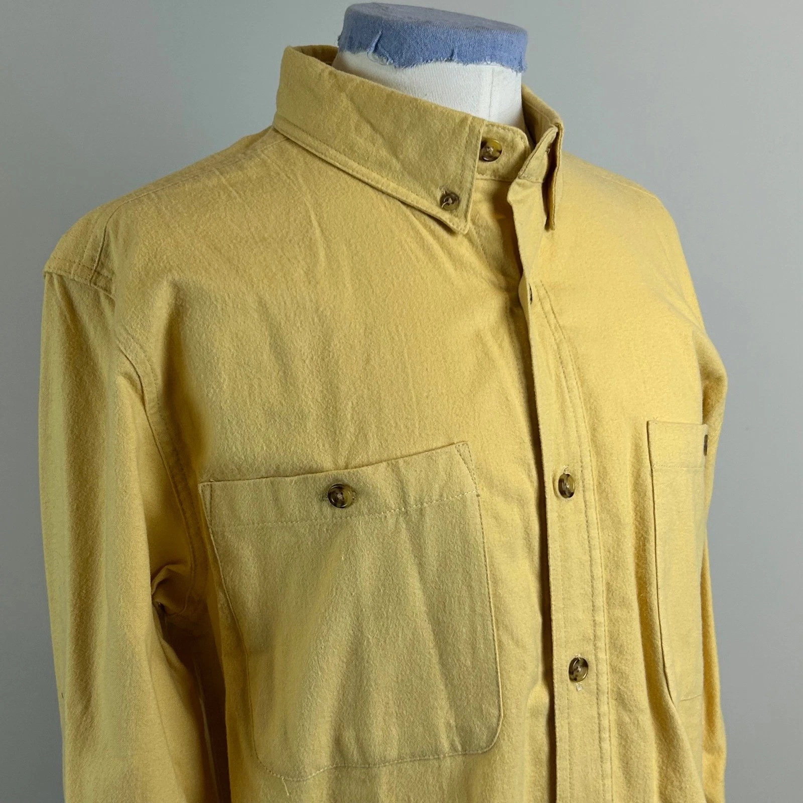 Scandia Woods Mens Yellow 100% Cotton Flannel Button Down Shirt Medium NWOT
