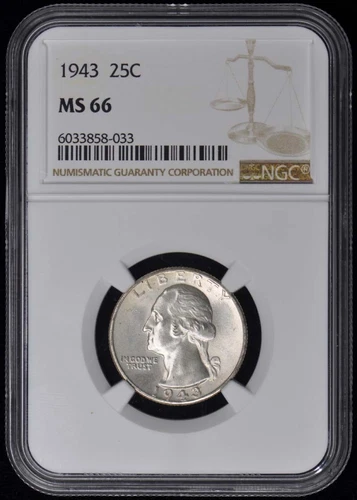 1943 Washington Quarter 25C NGC MS66