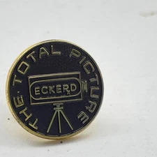 Vintage Eckerd "The Total Picture" Lapel Pin Gold Tone Camera Tripod Pharmacy