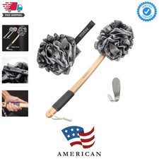 Back Scrubber for Shower Bamboo Charcoal Fiber Infused Loufas for Men W...