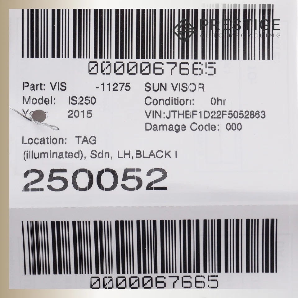 2014 2015 LEXUS IS250 遮阳板带镜面左驱动器侧 74320-53400-B1 原始设备制造商 — 第 4/4 张图片