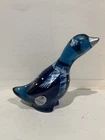 Fenton Art Glass Hand-painted Goose Figurine /Christmas scarf /Blue/ Hand signed