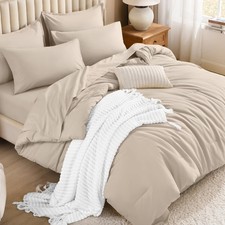 Litanika Comforter California King Size Set Khaki - 7 Pieces Bed in a Bag